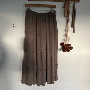 Hollister Taupe Tiered Maxi Skirt